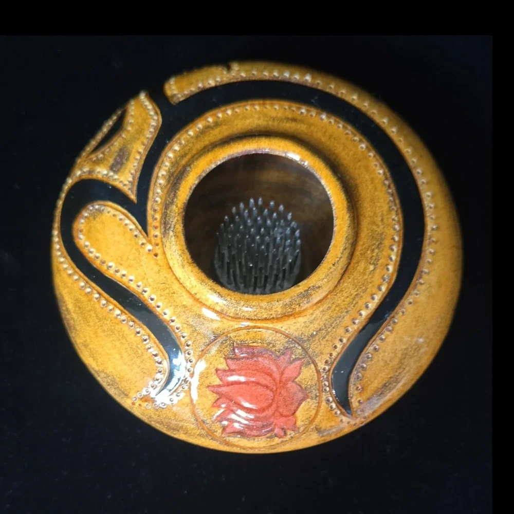RARE FIND-Ikebana Handmade Ceramic Lotus Flower Vase Signed